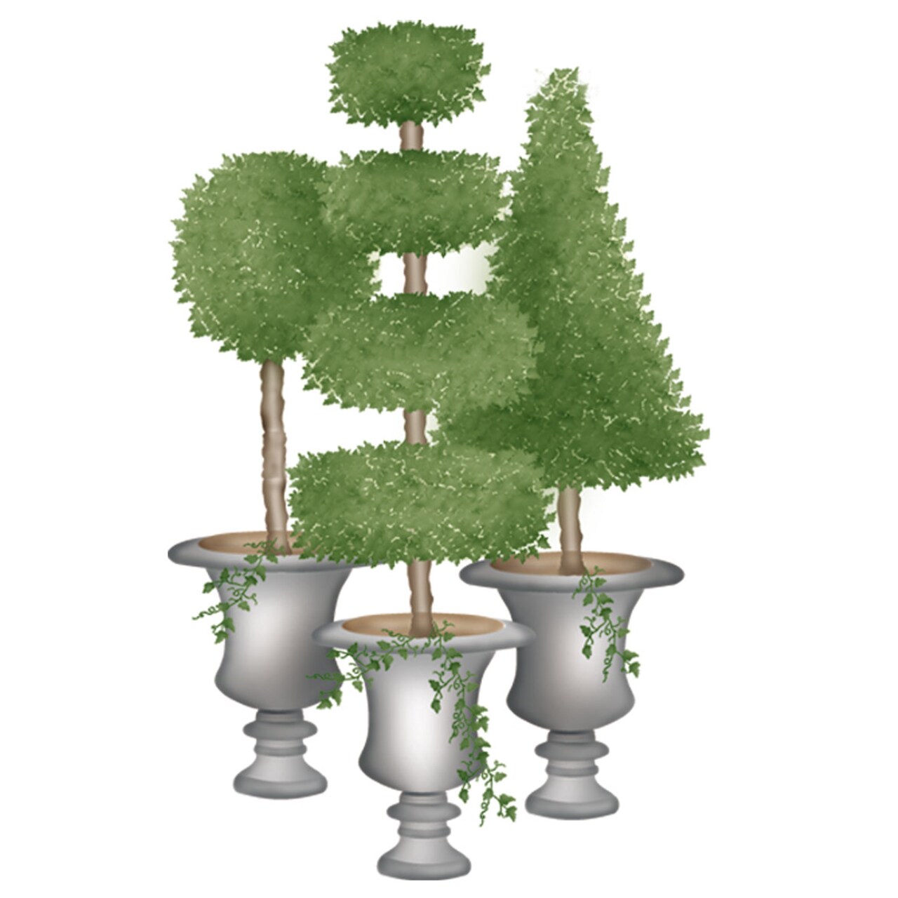 Medium Topiary Set of Three Shapes Wall Stencil | 2650 by Designer Stencils | Reusable Art Craft Stencils for Painting |